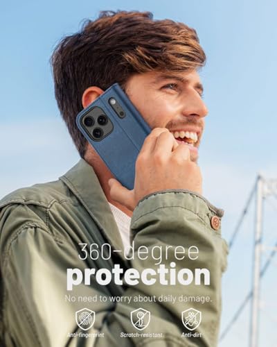 OCASE Compatible with iPhone 17 Pro Wallet Case, PU Leather Flip Folio Case with Card Holders RFID Blocking Kickstand [Shockproof TPU Inner Shell] Phone Cover 6.3 Inch 2025, Denim Blue - color: Denim Blue