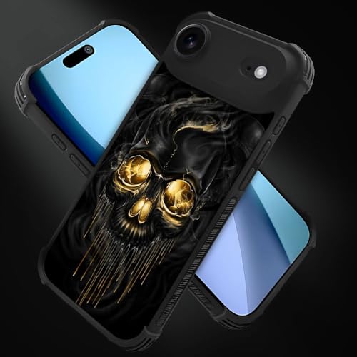 case for iPhone 17 Air,Compatible with Magsafe,All-Round Protection Shockproof Anti-Scratches TPU Case Cover-Gold Black Skull - color: Gold black skull, size: IPhone 17 Air