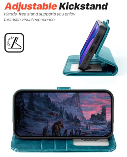 OCASE for iPhone 17e Case/iPhone 16e Detachable Wallet Case with Card Holder, 2 in 1 Pu Leather Flip Folio with RFID Blocking Stand Wrist Strap Shockproof Phone Cover 6.1 Inch 2025, Peacock Blue - color: Peacock Blue, size: iPhone 16e/ iPhone 17e