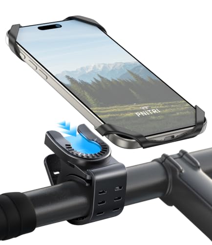 Pnitri 2026 New Upgraded Bike Phone Holder Handlebar - 1S Quick Install, Motorcycle Phone Mount, Bicycle Phone Holder fit Large Phone Case for iPhone Samsung (Black Grey Silicone 2-Pack) - color: Black Grey Silicone 2-Pack