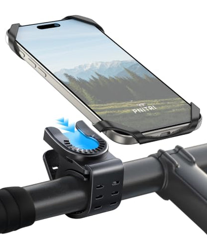 Pnitri 2026 New Upgraded Bike Phone Holder Handlebar - 1S Quick Install, Motorcycle Phone Mount, Bicycle Phone Holder fit Large Phone Case for iPhone Samsung (Black Grey Silicone 2-Pack) - color: Black Grey Silicone 2-Pack