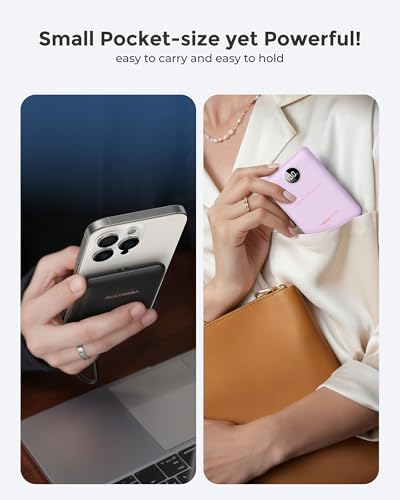 Small Portable Charger 10000mAh 20W Fast Charging Mini Power Bank, Purple - color: Purple