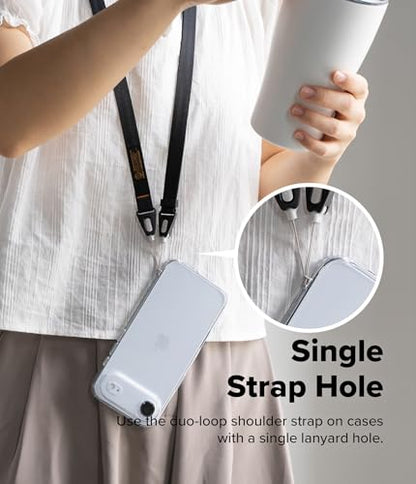 Ringke Phone Lanyard for iPhone 17 Pro Max and Most Smartphones [One-Touch Buckle] Shoulder Strap Adjustable Sturdy Universal Phone Crossbody Neck Lanyard for Travel Essentials - Black - color: Black