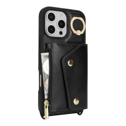 Lipvina Crossbody Wallet Case for iPhone 16 Pro,Black - color: 01-Black, size: iPhone 16 Pro 6.3"
