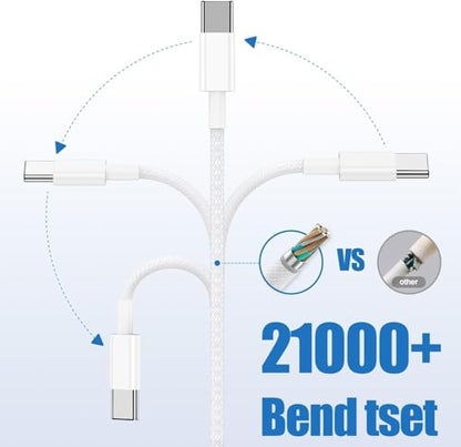 USB C to USBC Fast Charging Cable for Apple 10ft,2Pack Extra Long - color: Silver