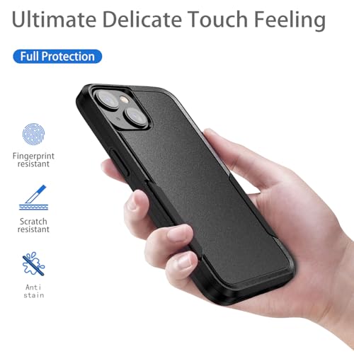 Compatible with iPhone 15 Case, Heavy Duty Protection Shockproof Dropproof Dustproof Anti-Scratch Phone Case Cover for 15 -Black - size: for iPhone 15