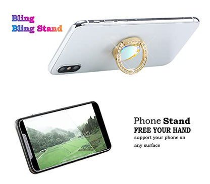 Glitter Bling Bling Phone Ring Holder,Sparkle Phone Ring Grip Artificial Stand with Flat Diamond,Flat Rhinestone Cell Finger Ring for Phones,Pad(Gold) - color: Gold