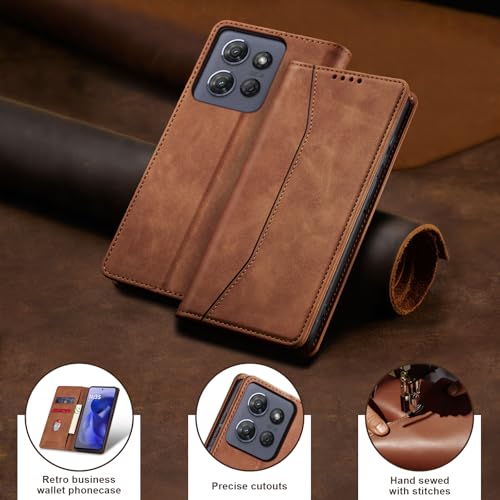 Jasonyu Flip Wallet Case for Moto G Power/Play (2025),Leather Magnetic Folio Cover with Card Holder,Kickstand - TPU Shockproof Durable Protective Phone Case,Brown | PU Leather Magnetic Folio Cover,with Card Holder,Kickstand,TPU Shockproof,Durable,Protecti