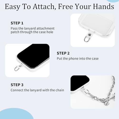 Phone Charm Detachable Metal Cellphone Wrist Strap for Women Girls, Cell Phone Lanyard - color: Long-silver