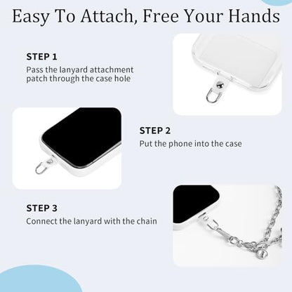 Phone Charm Detachable Metal Cellphone Wrist Strap for Women Girls, Cell Phone Lanyard - color: Long-silver