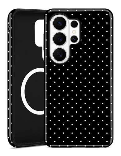 Magnetic Polka Dot Case for Samsung Galaxy A16 5G, Black | Compatible with MagSafe, Cute Dots Aesthetic Design, Soft TPU and Hard PC Protective Phone Cover for Women Girls - color: Black Polka Dot