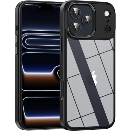 for iPhone 17 Pro case,Crystal Clear Hard PC Back +Soft TPU Frame Shockproof Military-Drop Protection,Classic Hybrid Case for iPhone 17 Pro-6.3"(Black) - color: Black, size: For iphone 17 Pro-6.3"