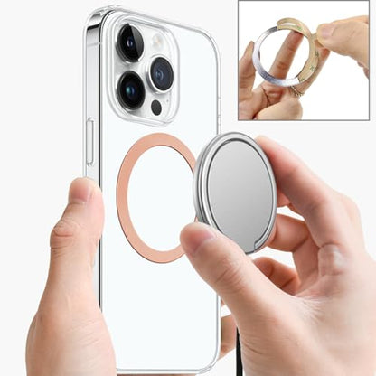 TENOC Universal Metal Ring Sticker, 3Pcs, Rose Gold | Compatible with iPhone/Samsung/Android Cellphones, Magnetic Phone Charger/Mount/Holder Conversion - color: Rose Gold