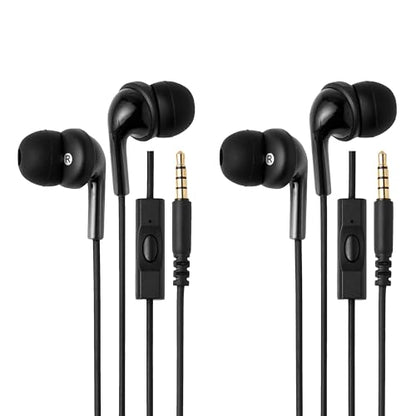 Amazon Basics 3.5mm Wired Earbuds 2 Pack, In-Ear Headphones with Built-In Microphone & Track Control, S/M/L Ear Tips, Compatible with Phones, Laptops & Tablets - size: 2 Pack, style: 3.5mm Aux