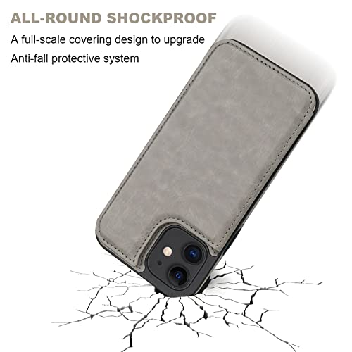 ONETOP for iPhone 12 Mini Wallet Case with Card Holder,Gray - color: Gray