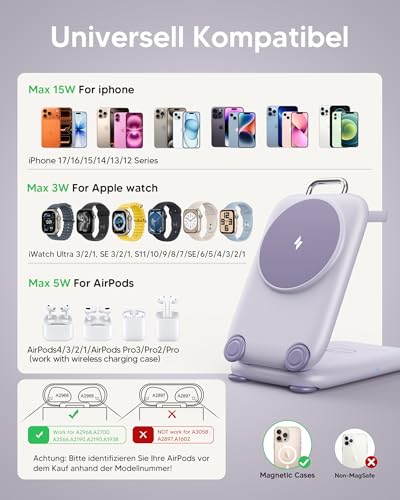 Mukiya PaktVault Traveling Fast Wireless Charging Station for iPhone Duo - color: Purple
