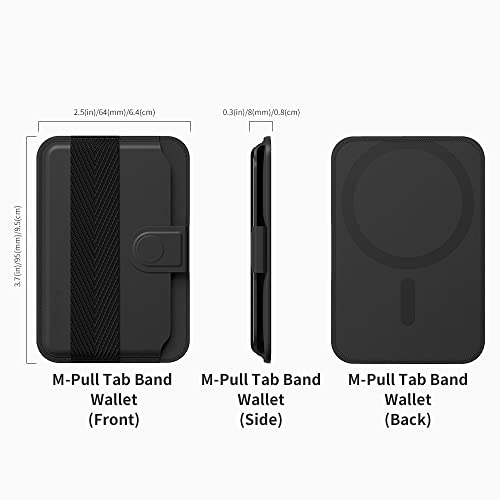 Sinjimoru Pull Tab Magnetic Wallet for MagSafe, Grip Band, Black - color: Band Black