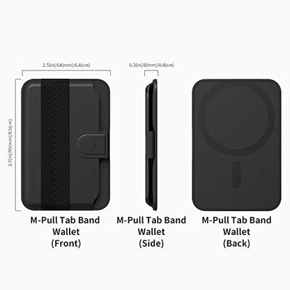 Sinjimoru Pull Tab Magnetic Wallet for MagSafe, Grip Band, Black - color: Band Black