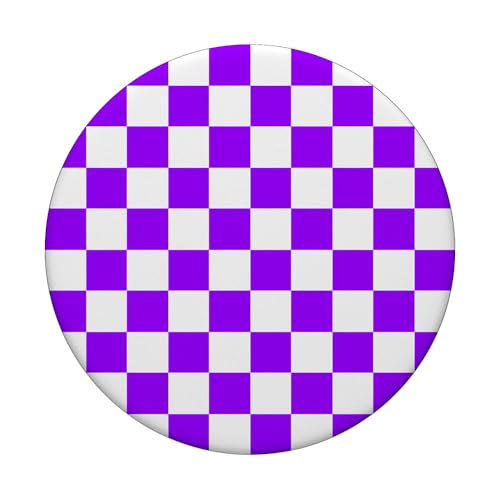 Checkerboard Purple and White | Check Pattern / Checkered PopSockets Adhesive PopGrip - style: Adhesive PopGrip