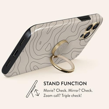 BURGA Cell Phone Ring, Holder Grip and Stand - Finger Phone Grip for Back of Smartphone Case, Kickstand 360 Rotation, Universal Ring for iPhone Samsung Galaxy Huawei Google Pixel, Stylish Accessories - color: Wild Terrain, style: Gold