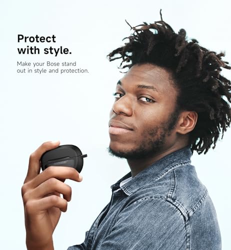 SURITCH Case Cover for Bose Ultra Open Earbuds(2024), Shockproof Protective Cover for Bose Ultra Open Wireless Ear Earbuds Charging Case Accessories with Carabiner, Black - color: Black