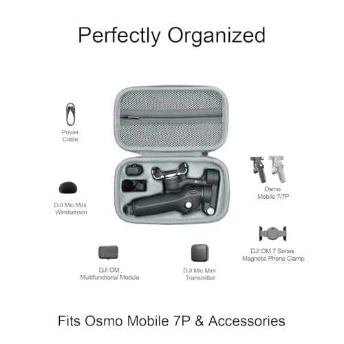 Osmo Mobile 7P Case, Portable Storage OM 7P Carrying Case Shoulder Bag for DJI OM 7 /7P Smartphone Gimbal Stabilizer Accessories Gray