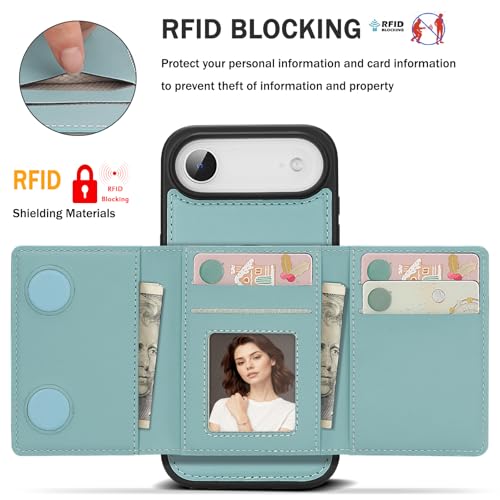 for iPhone 17 Air Wallet Case, 2-in-1 Detachable Phone Case, Card Holder RFID Blocking, Fashionable Faux Leather Card Slot & Folding Design (Blue) - color: Blue, size: iPhone 17Air