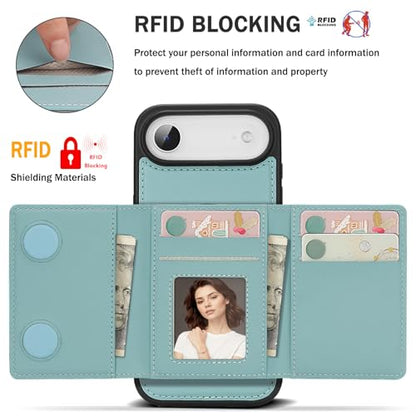 for iPhone 17 Air Wallet Case, 2-in-1 Detachable Phone Case, Card Holder RFID Blocking, Fashionable Faux Leather Card Slot & Folding Design (Blue) - color: Blue, size: iPhone 17Air