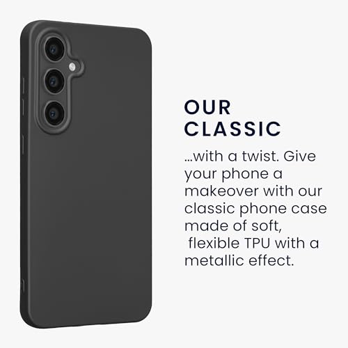 kwmobile Case Compatible with Samsung Galaxy S24 FE Case - Soft Slim Metallic TPU Silicone Cover - Metallic Grey - color: Metallic Grey, size: Galaxy S24 FE