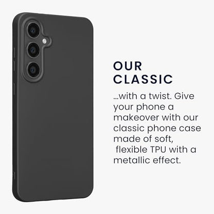 kwmobile Case Compatible with Samsung Galaxy S24 FE Case - Soft Slim Metallic TPU Silicone Cover - Metallic Grey - color: Metallic Grey, size: Galaxy S24 FE