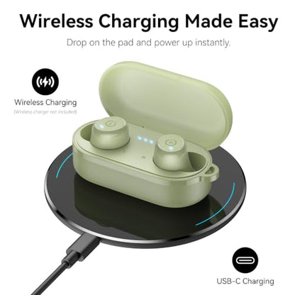 TOZO T10 Wireless Earbuds Powerful Bass Stereo Wireless Charging, APP, IPX8 - color: Light Green