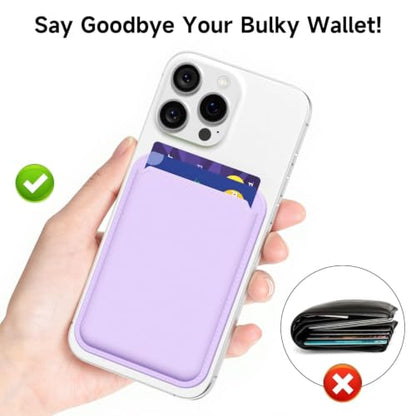 LoeoeL Magnetic Phone Wallet Compatible with Magsafe Wallet, Silicone ID Credit Card Holder Wallets for Back of Phone Pocket, Slim Thin Pouch Sleeve Wallets for iPhone Pixel, Purple Lavender - color: Lilac