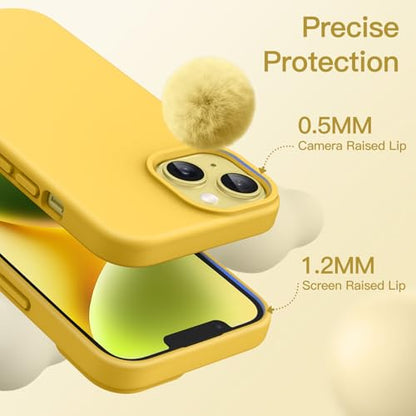 JETech Silicone Case for iPhone 14, Yellow | Silky Soft Touch, Shockproof Protection, Scratch Resistant, Microfiber Lining - color: Yellow, size: iPhone 14