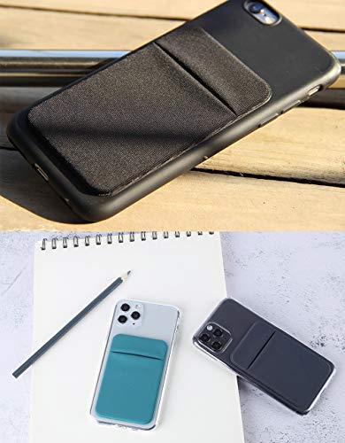 Fulgamo Phone Wallet Stick on,Card Holder for Phone Case,Phone Card Holder - color: 2Black,1Teal Green