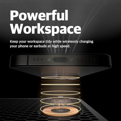 POUT H3 Wireless Charging Mouse Pad – Qi-Enabled Fast Charger Built into Sleek Desk Mat, Compatible with Phones, Earbuds & More(Dust Gray) - color: Dust Gray, size: BASE