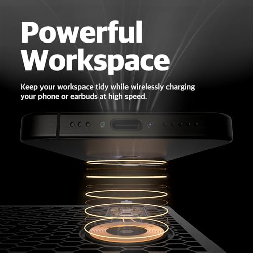 POUT H3 Wireless Charging Mouse Pad – Qi-Enabled Fast Charger Built into Sleek Desk Mat, Compatible with Phones, Earbuds & More(Dust Gray) - color: Dust Gray, size: BASE