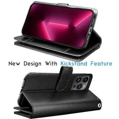 Tekcoo Wallet Case Compatible with iPhone 16 Pro Max (6.9 inch) 2024 Luxury ID Cash Credit Card Slots Holder Carrying Pouch Folio Flip PU Leather Cover [Detachable Magnetic Hard Case] Strap [Black] - color: Black, size: 16 Pro Max