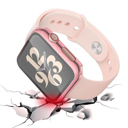 Misxi 2 Pack Hard PC Case with Tempered Glass Screen Protector Compatible with Apple Watch SE 3 (2025) SE 2 SE Series 6 Series 5 Series 4 44mm, 1 Rose Pink + 1 Transparent - color: 1 Rose Pink + 1 Transparent, size: 44mm (Se3/Se2/Se/6/5/4)