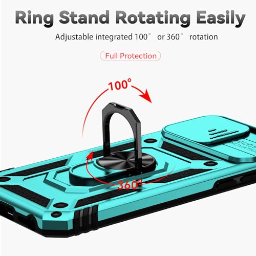 SunStory Compatible with iPhone SE 2022/2020/3rd/2rd / 6/7/8 Case with HD Screen Protector & Slide Camera Cover & Kickstand, [Military-Grade] Phone Case for iPhone SE 2020/2022/6/7/8 (Teal) - color: Teal