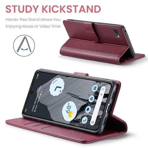 FLIPALM Card Holder Wallet Case for iphone 17e, Red | Card Holder, RFID Blocking, PU Leather Folio Flip, Kickstand, Protective Shockproof Cover - color: Red