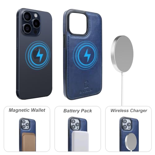 Bocasal for MagSafe Wallet Case Card Holder for iPhone 15 Pro, Blue - color: Blue for MagSafe