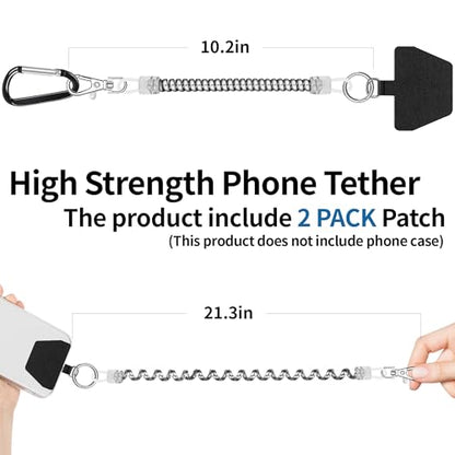 Doormoon Phone Tether Anti Theft, Phone Lanyard With Heavy Duty Carabiner - color: Silver - 1 Pack