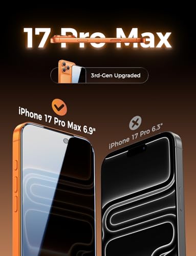 MAGIC JOHN 3rd Gen Upgraded for iPhone 17 Pro Max Privacy Screen Protector - size: iPhone 17 Pro Max 6.9inch