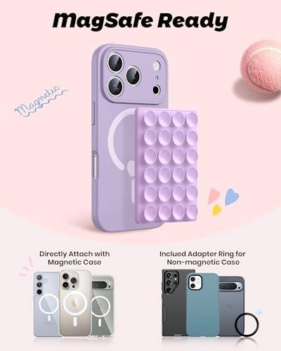 amBand ASMR Stuff Silicone Suction Phone Mount, Stable Hands-Free Sticky Holder for iPhone, Cute Aesthetic Gear for TikTok Influencers & ASMR Content Creator, Lilac Purple - color: Lilac Purple
