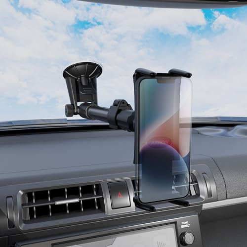 ARKON Mounts Slim-Grip Ultra Windshield Car Phone Mount | Universal Fit Phone Holder | Strong Suction Hold | Arm Extends for Long Dashboards | Compatible with iPhone, iPad Mini, Galaxy, and more