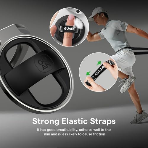 GUAN for MagSafe Phone Grip Magnetic Kickstand Compatible with Mag Safe Finger Loop Ultra Thin Finger Ring Holder, 3-in-1 Compatible for iPhone17/16/15/14/13/12 (Replacement Strap)-Black - color: Black