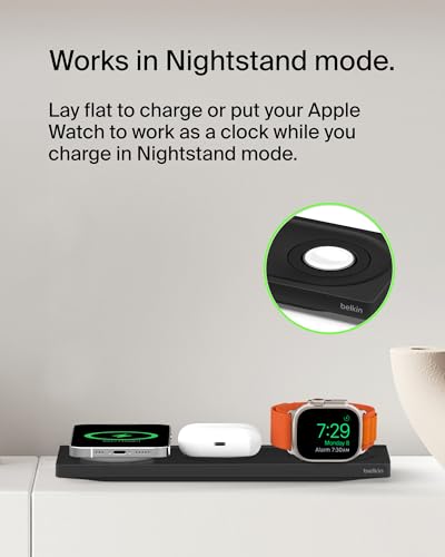 Belkin MagSafe 3 in 1 Wireless Charging Pad, Fast Charging Station - color: Black, style: New