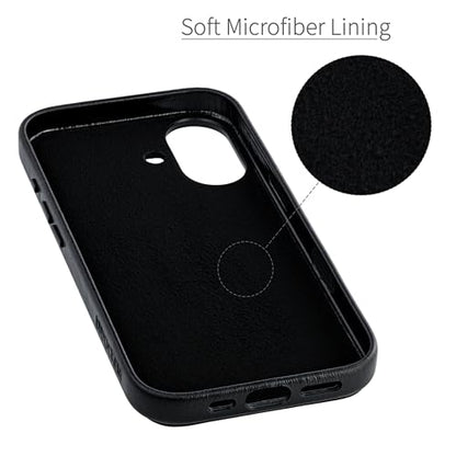 Dockem Genuine Leather Card Case for iPhone 17 with Camera Control Button and Stitched-on Wallet with 2 Holder Slots (Black, M2GL) - color: Black, size: 17