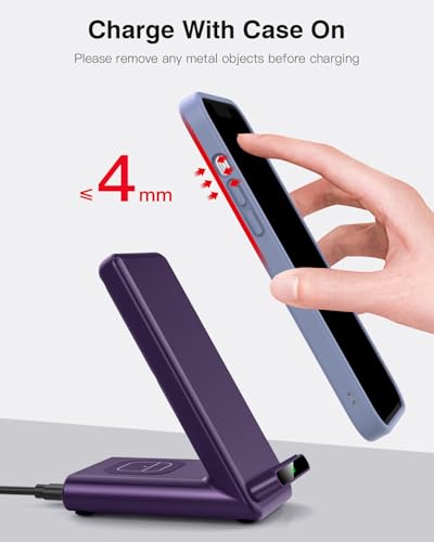 Wireless Charging Station,3 in 1 Charging Stand for Apple Multiple Devices - color: Purple