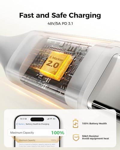 Silkland 240W USB C to USB C Cable, TypeC Fast Charging Cable 0.5FT(2 Pack) - size: 0.5 FT
